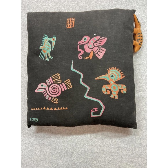 Other - Vintage Salsa Folk Art Animal‎ Pillow 15" Handmade Boho Ethnic Decorative Unique